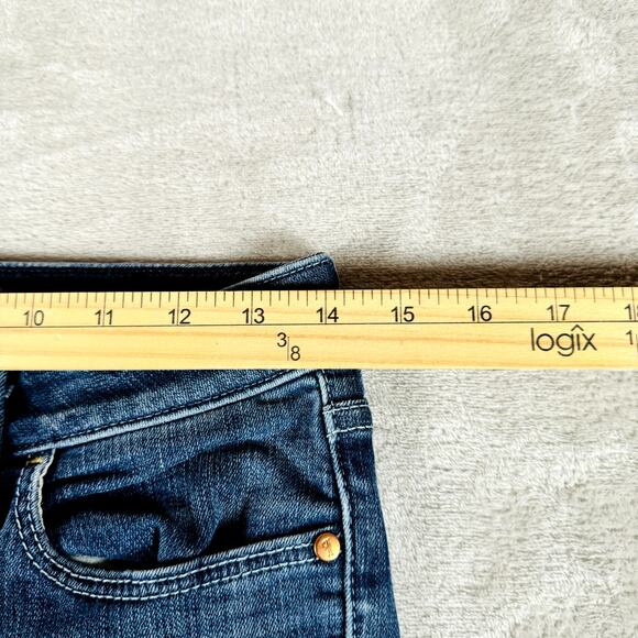 Pilcro and the Letterpress Jeans Women 25P 28x24 Straight Dark Wash Raw Hem - Picture 10 of 12